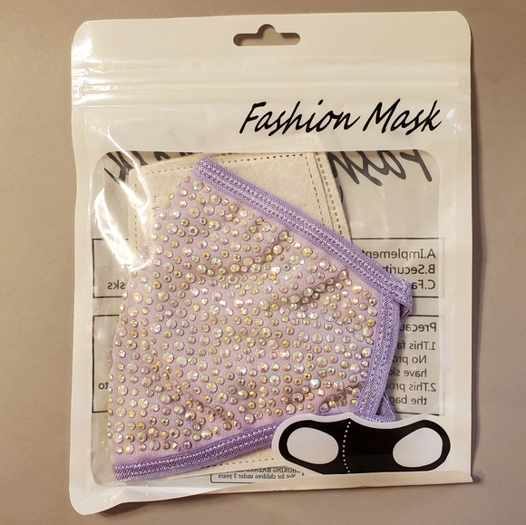 Purple Rhinestone Bling Adjustable Adult Face Mask - Picture 3 of 5